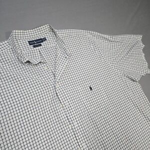 Ralph Lauren Mens 3XLT Tall White Black Windowpane Check Cotton Button‎ Down